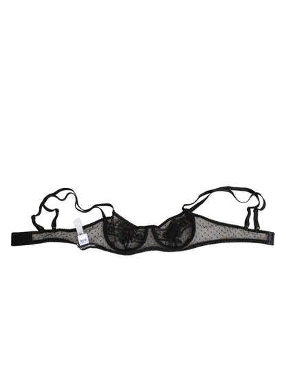 Dolce & Gabbana Black Floral Underwired Balconette Bra Underwear
