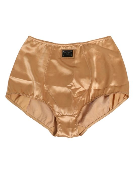Dolce & Gabbana Beige Silk Stretch High Waist Girdle Underwear