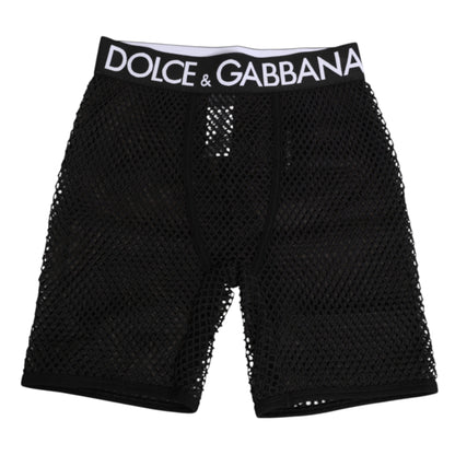 Dolce & Gabbana Black Cotton Logo Shorts Midi Trouser Underwear