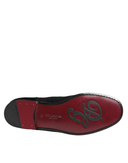 Dolce & Gabbana Black Leather Fur Men CHELSEA Boots Shoes