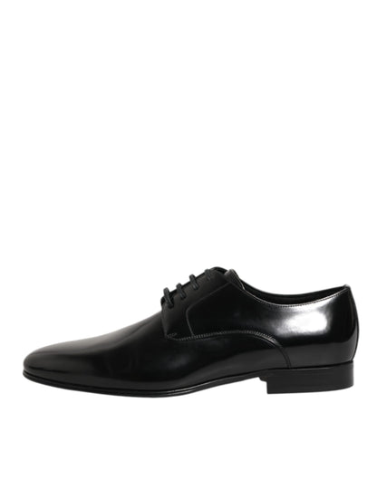 Dolce & Gabbana Black Calfskin Leather Derby Men Dress Shoes