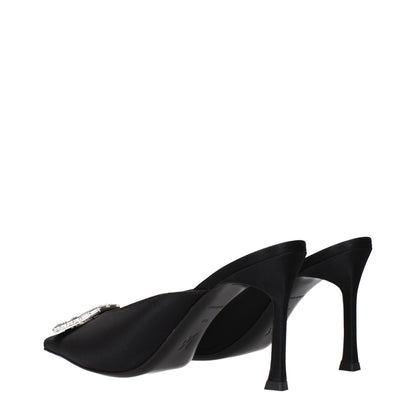 Amina Muaddi Black Satin Pumps