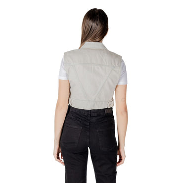 Only Light Blue Cotton Sleveless Jacket