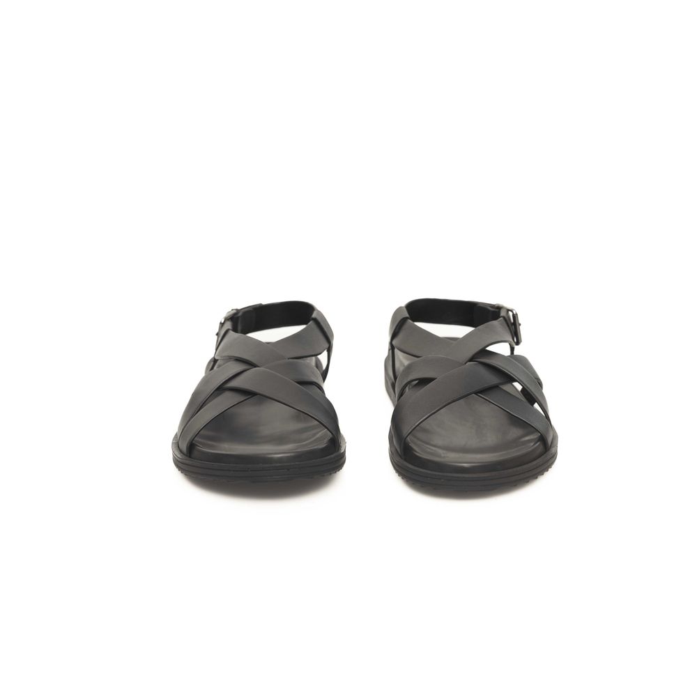 Cerruti 1881 Black Leather Men Sandal