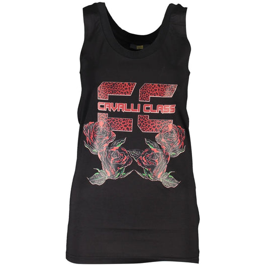 Cavalli Class Black Cotton Tank Top