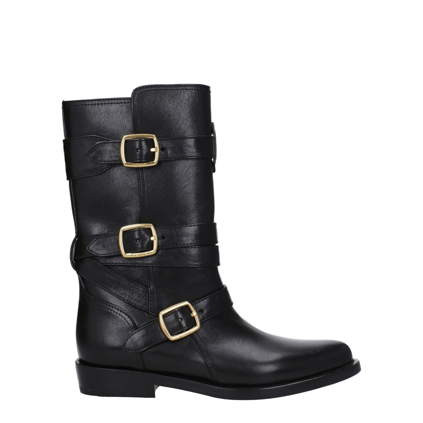 Celine Black Leather Flat Boots