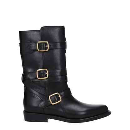 Celine Black Leather Flat Boots