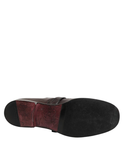 Dolce & Gabbana Brown Leather Monk Strap Formal Derby Shoes