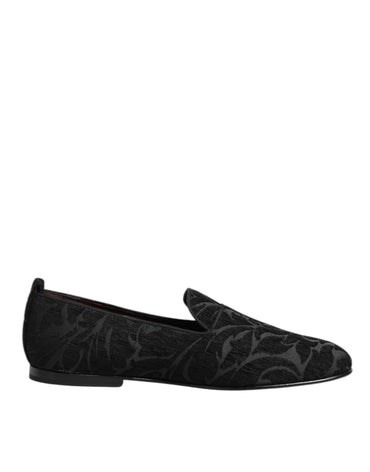 Dolce & Gabbana Black Brocade Loafers Slip On Men Dress Shoes