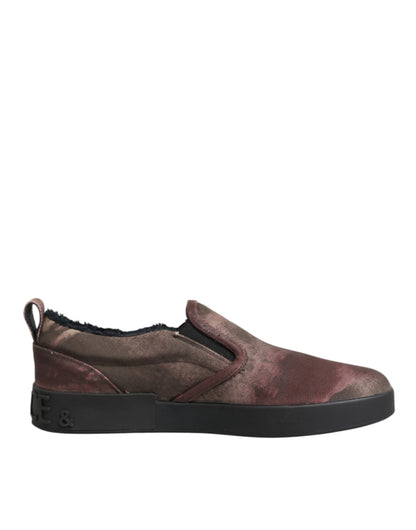 Dolce & Gabbana Multicolor Cotton Low Top Slip On Men Sneakers Shoes