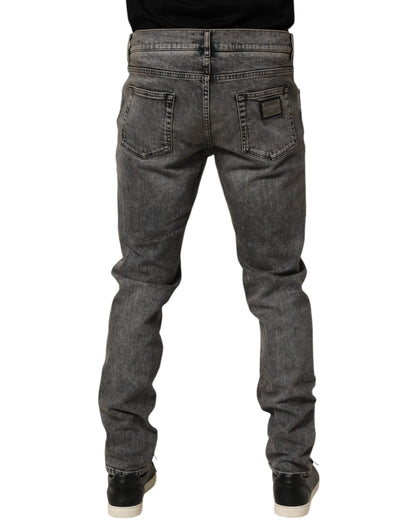 Dolce & Gabbana Gray Cotton Stretch Slim Fit Men Denim Jeans