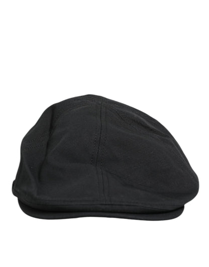 Dolce & Gabbana Black Cotton Blend Newsboy Men Cloth Cap Hat