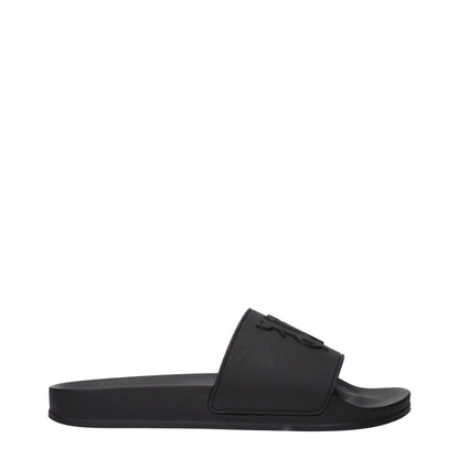 Palm Angels Black Cotton Slippers