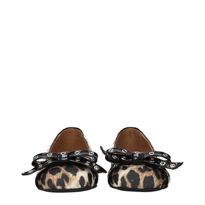 Ganni Brown Fabric Ballet Flats