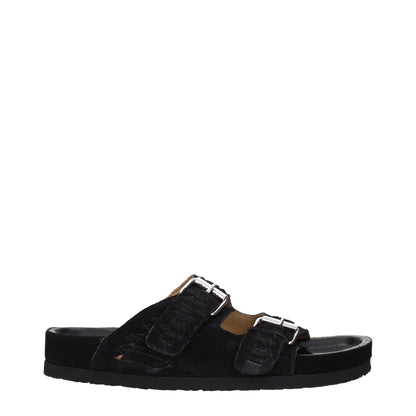 Isabel Marant Black Leather Slippers