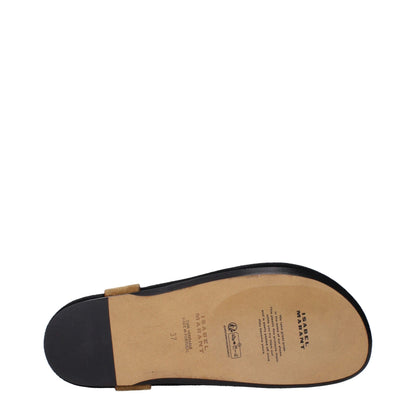Isabel Marant Beige Leather Flip-Flop Sandals