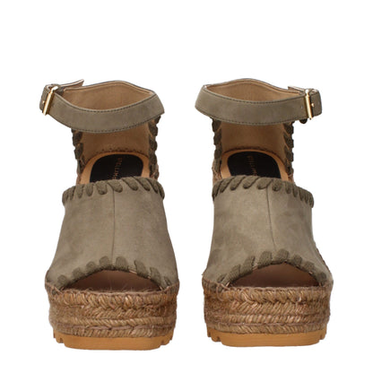 Stella McCartney Green Leather Wedge Sandals