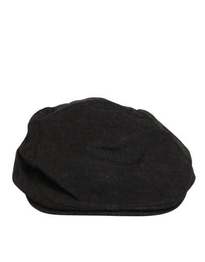 Dolce & Gabbana Black Cotton DG Logo Newsboy Cloth Capello Hat