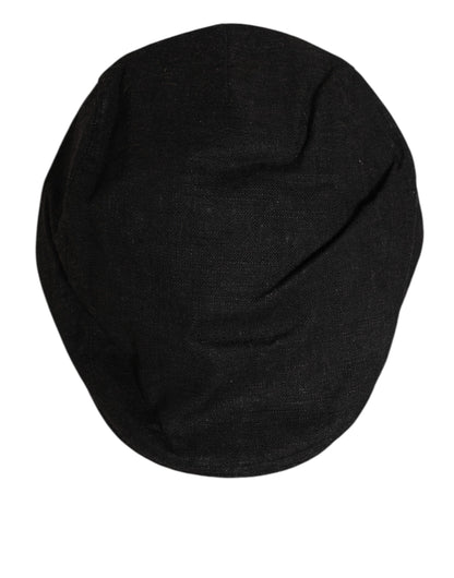 Dolce & Gabbana Black Cotton DG Logo Newsboy Cloth Capello Hat