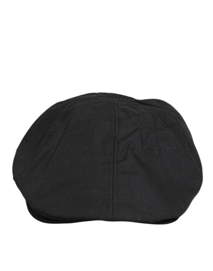 Dolce & Gabbana Black Cotton DG Logo Newsboy Cloth Capello Hat