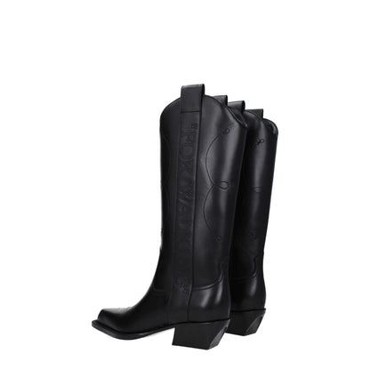 Off-White Black Leather Boots