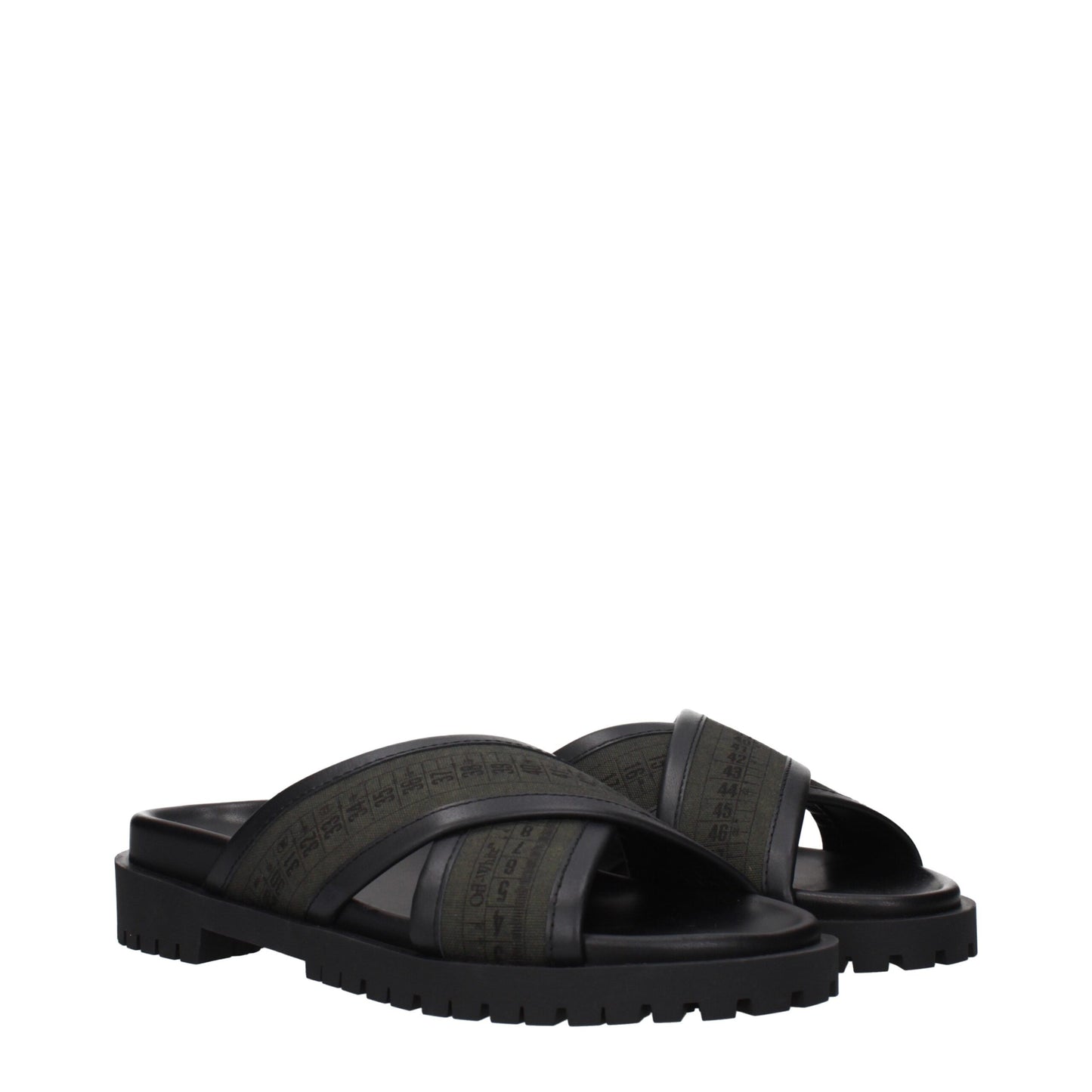 Off-White Green Fabric Sandals
