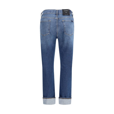7FOR Blue Cotton Relaxed Fit Jeans