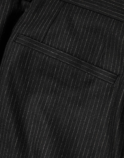 Dolce & Gabbana Black Cotton Mid Waist Dress Trouser Pants