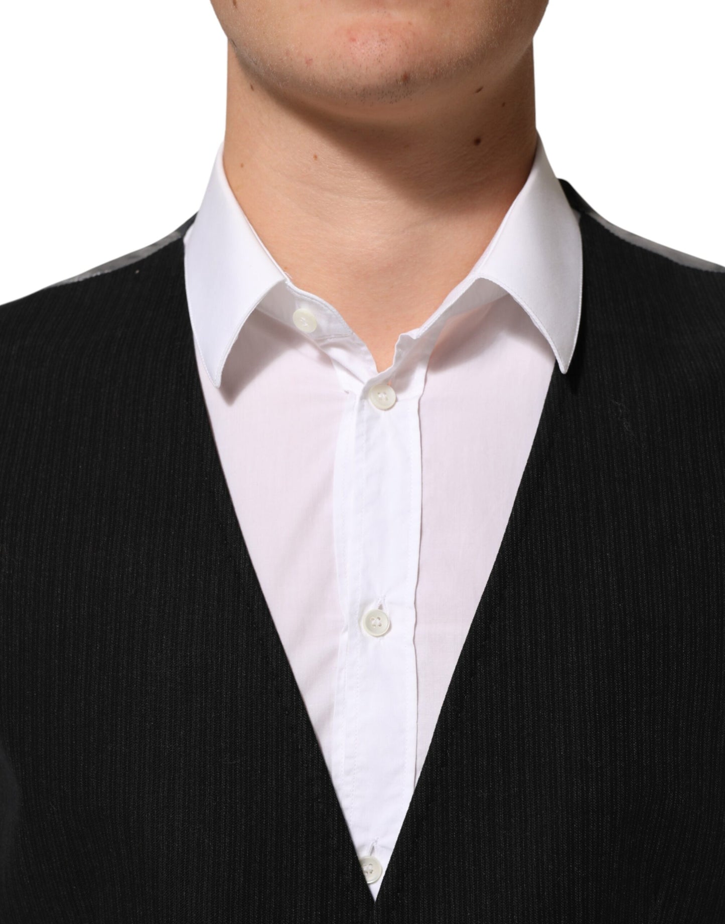Dolce & Gabbana Black Cotton Waistcoat Dress Men Formal Vest