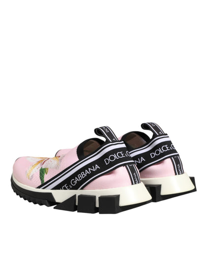 Dolce & Gabbana Pink Floral Sorrento Low Top Sneakers Shoes