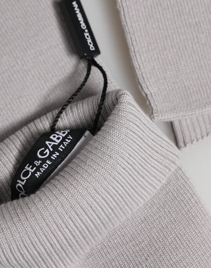Dolce & Gabbana Gray Virgin Wool Knitted Fingerless Men Gloves