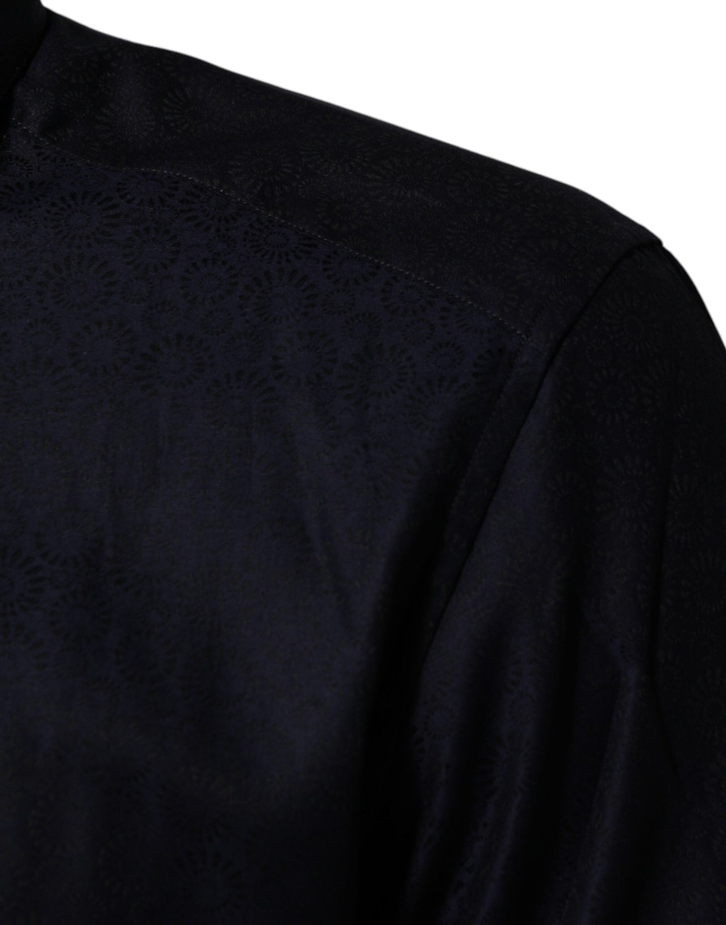 Dolce & Gabbana Blue Cotton Collared Long Sleeve GOLD Men Dress Shirt
