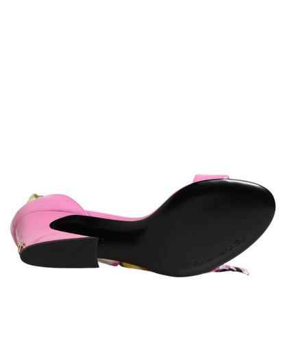 Dolce & Gabbana Pink Leather High Heels Sandals Shoes