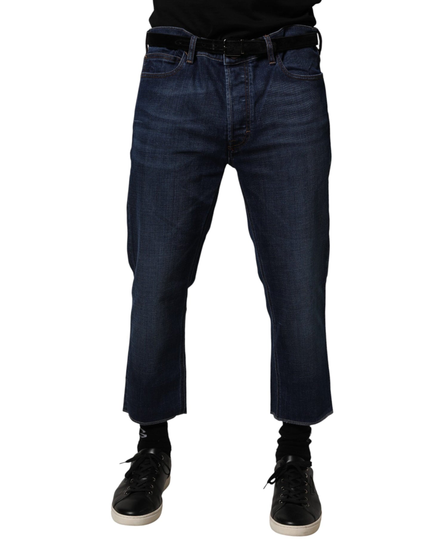 Vivienne Westwood Blue Mid Waist Cotton Men Cropped Denim Jeans