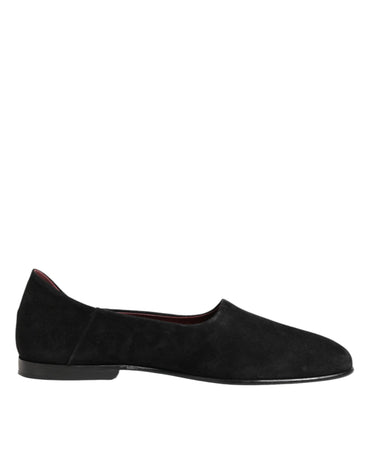 Dolce & Gabbana Black Leather Suede Slip On Loafers Dress Shoes