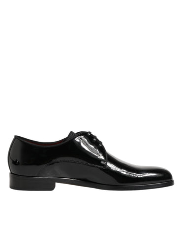 Dolce & Gabbana Black Calfskin Leather Derby Dress Shoes