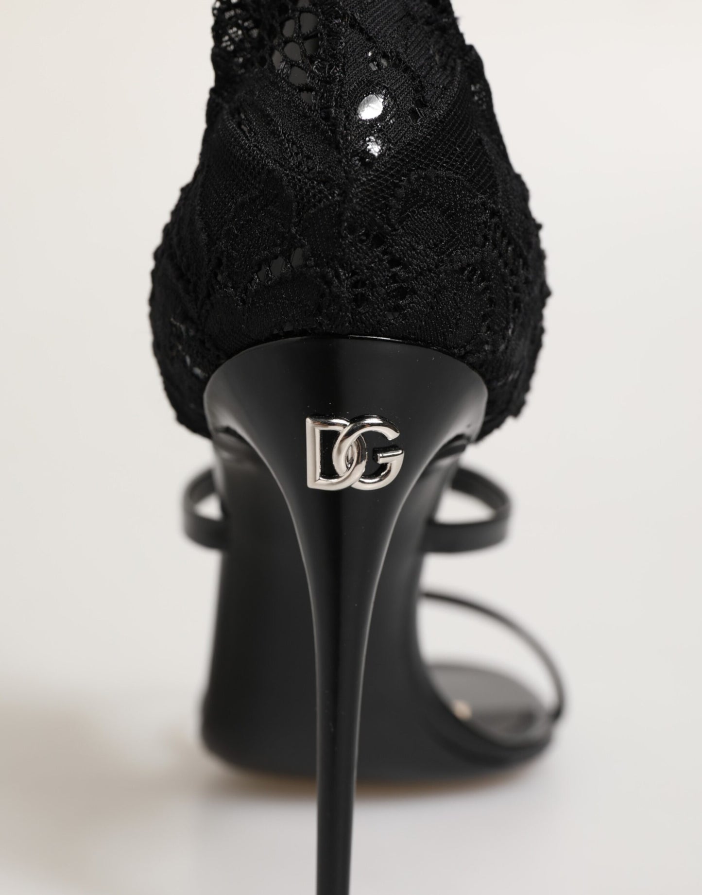 Dolce & Gabbana Black Floral Lace Heels SANDALS Shoes