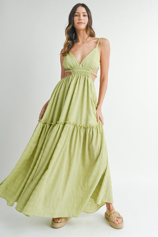 MABLE Cutout Waist Backless Maxi Dress-0