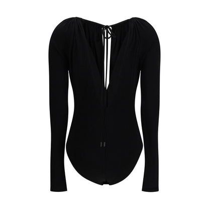 Marine Serre Black Viscose Bodysuit