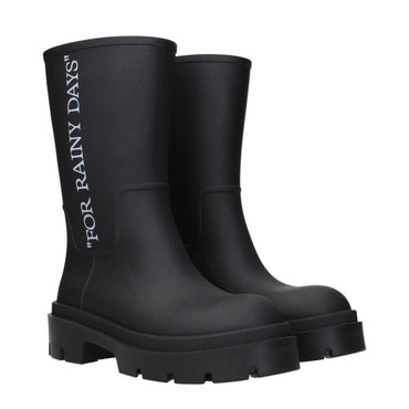 Off-White Black Cotton Ankle Boots