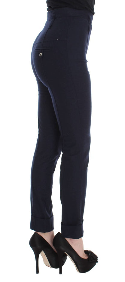Ermanno Scervino Blue Virgin Wool Slim Fit Casual Pants