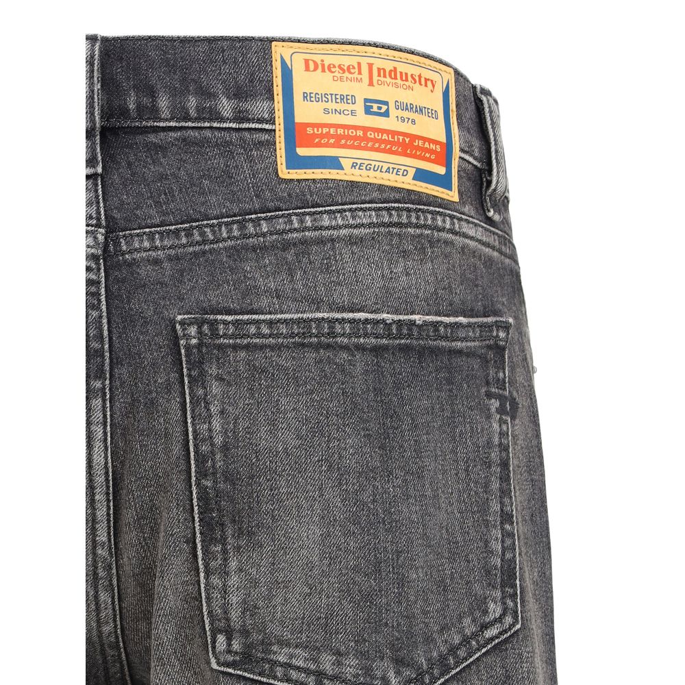 Diesel Gray Cotton Relaxed Fit Jeans