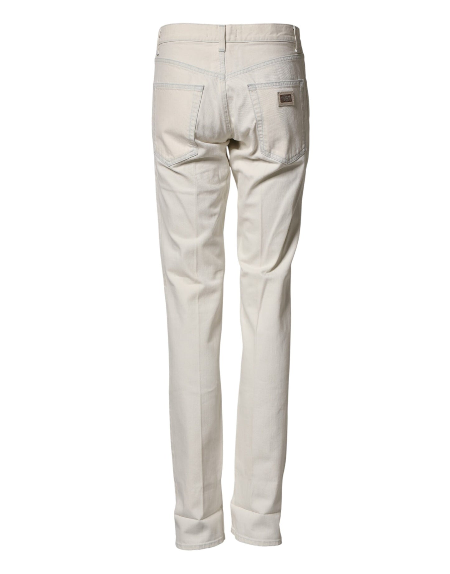 Dolce & Gabbana White Cotton Skinny Denim Trouser Men Jeans