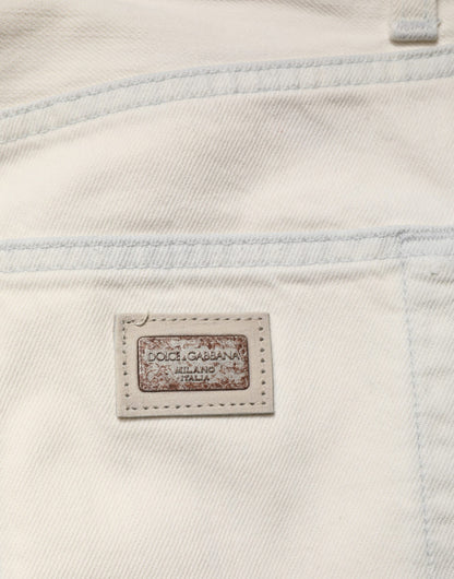 Dolce & Gabbana White Cotton Skinny Denim Trouser Men Jeans
