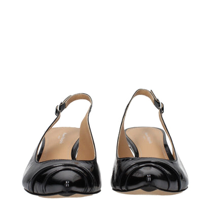 Maison Margiela Black Leather Mid Heel Pumps
