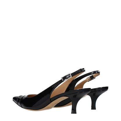 Maison Margiela Black Leather Mid Heel Pumps
