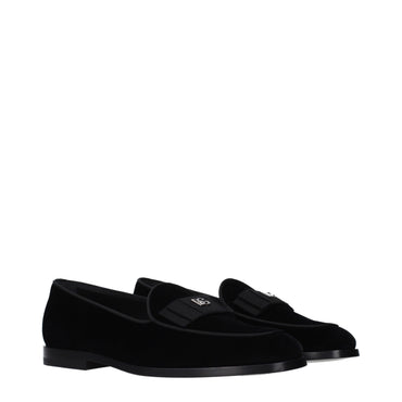 Dolce & Gabbana Black Velvet Slip-On Loafers
