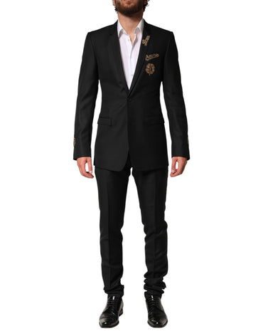 Dolce & Gabbana Black Embellished Single Breasted 2 Pc Suit