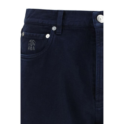 Brunello Cucinelli Blue Cotton Straight-Leg Jeans