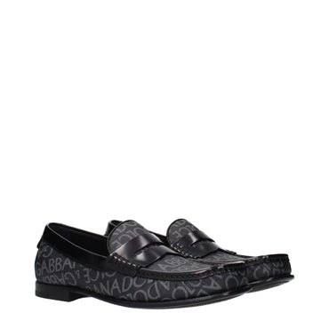 Dolce & Gabbana Black Fabric Slip-On Loafers